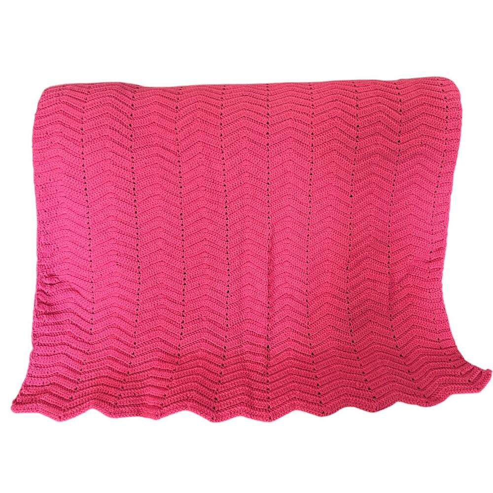 Hand Made Afghan Throw Blanket Rose Crochet Cottage Core Granny Core 53 X 40